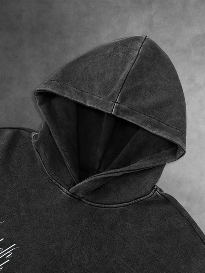 Vintage Washed Floral Print Men's Hoodie