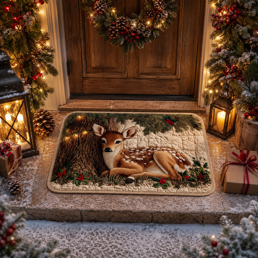 Vintage Winter Fawn Deer Christmas Gate Doormat