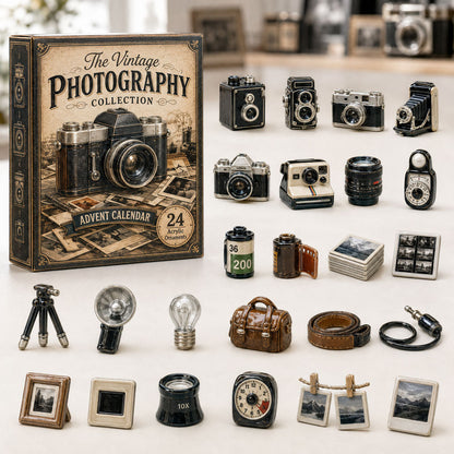 CHRISTMAS KICKOFF 40% OFF - Vintage Photography Advent Calendar 2026 - 24-Day Festive Countdown, Acrylic Charms Blind Box - Gift For Photography Lovers AC0TH007