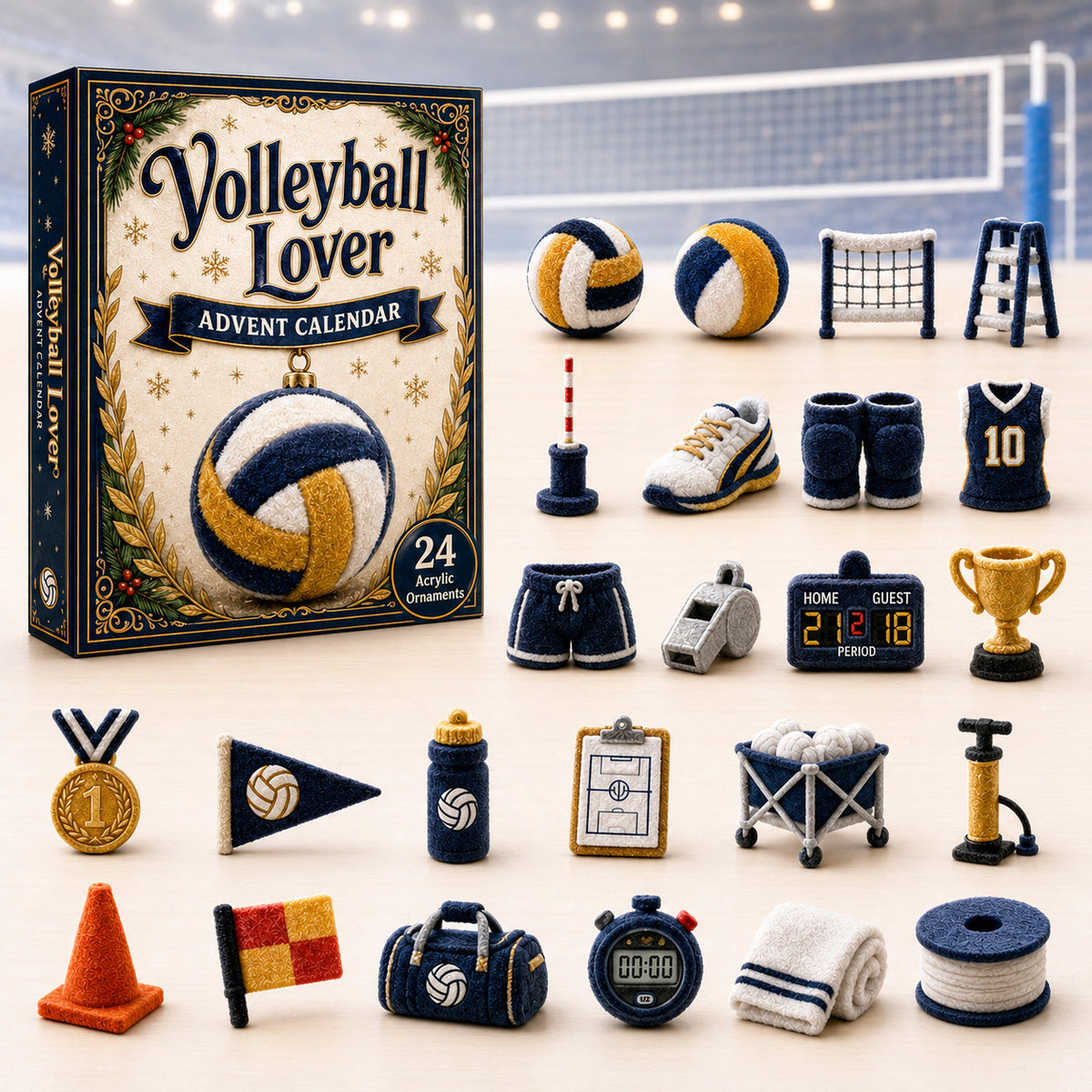 CHRISTMAS KICKOFF 40% OFF - Volleyball Lover Advent Calendar 2026 - 24-Day Festive Countdown, Acrylic Charms Blind Box - Gift For Sports Lovers