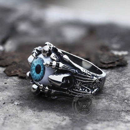Greek Evil Eye Stainless Steel Skull Ring