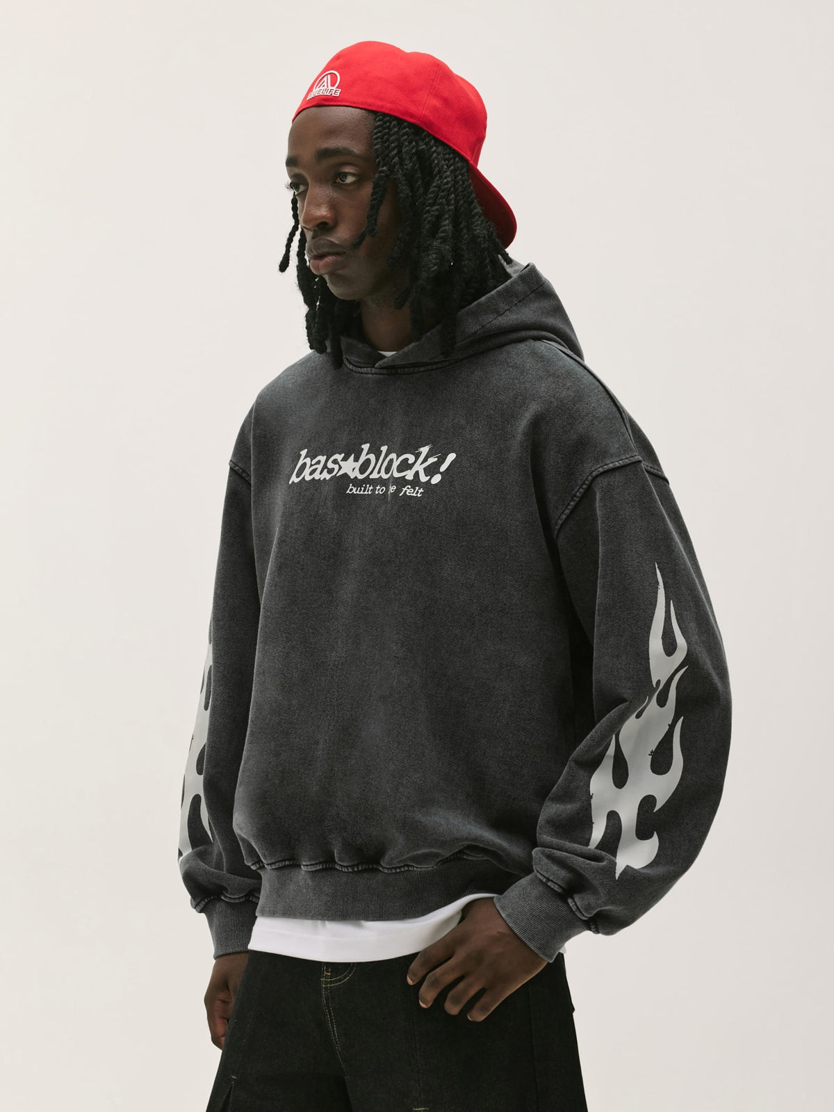 Washed Black Graphic Oversized Hoodie