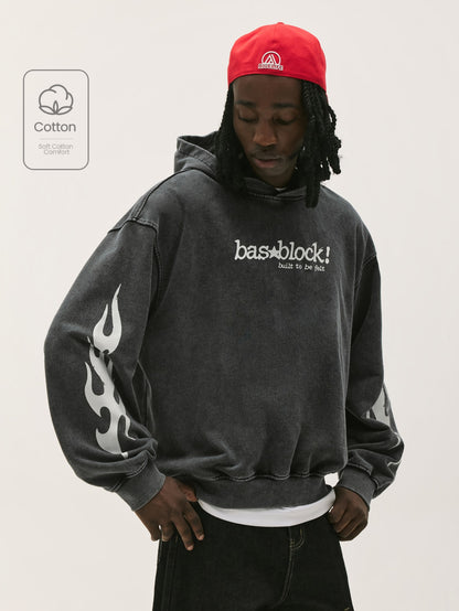 Washed Black Graphic Oversized Hoodie