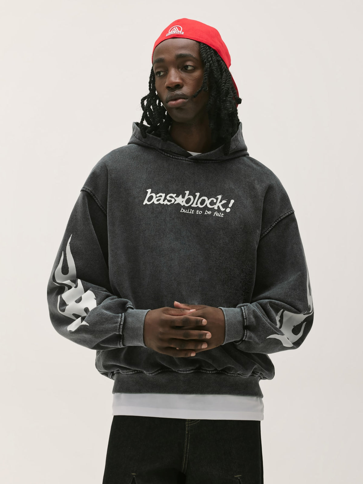 Washed Black Graphic Oversized Hoodie
