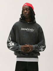 Washed Black Graphic Oversized Hoodie