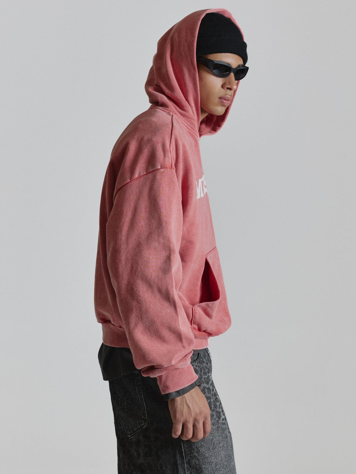 Washed Pink Vintage Lettering Hoodie