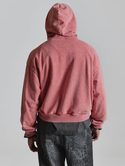 Washed Pink Vintage Lettering Hoodie