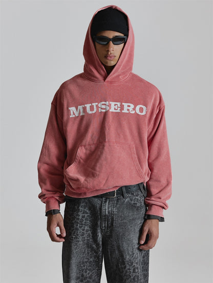 Washed Pink Vintage Lettering Hoodie