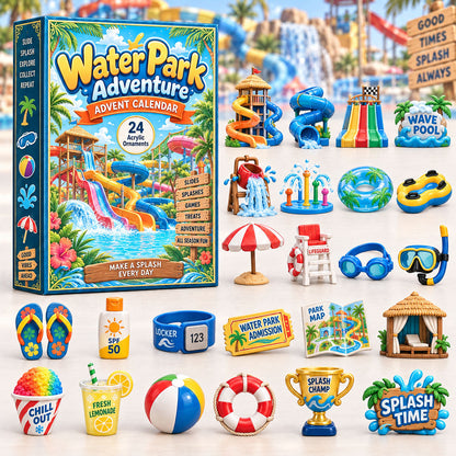 CHRISTMAS KICKOFF 40% OFF - Water Park Adventure Advent Calendar 2026 - 24-Day Festive Countdown, Acrylic Charms Blind Box - Gift For Kids Adventure AC0HA304