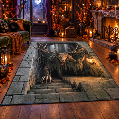 Wendigo Forest 3D Stairs Halloween Area Rug