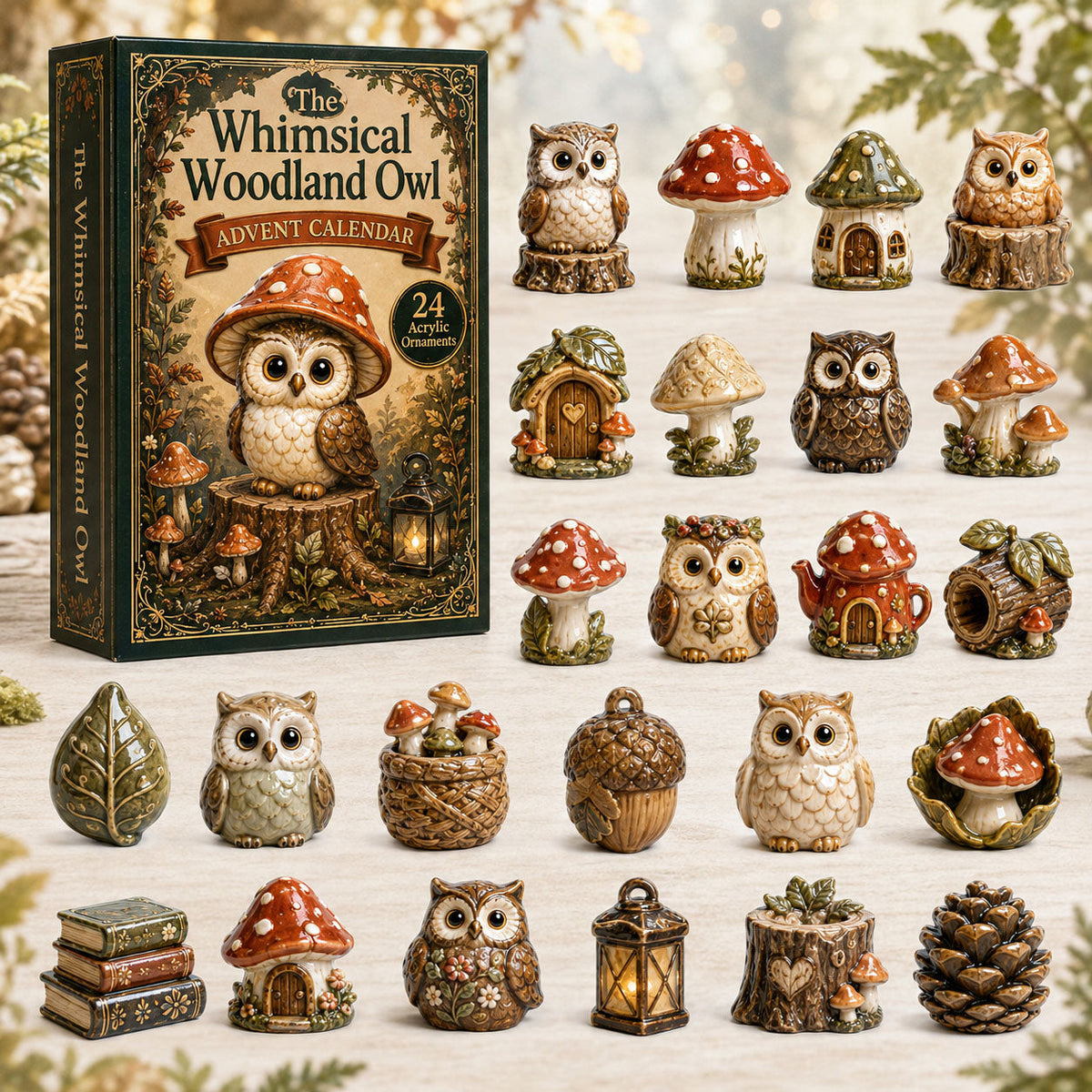 CHRISTMAS KICKOFF 40% OFF - Whimsical Woodland Owl Advent Calendar 2026 - 24-Day Festive Countdown, Acrylic Charms Blind Box - Gift For Owl Lovers