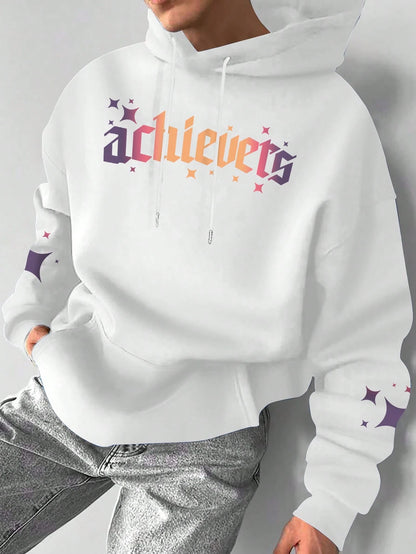 White Ombre Star Drawstring Hoodie