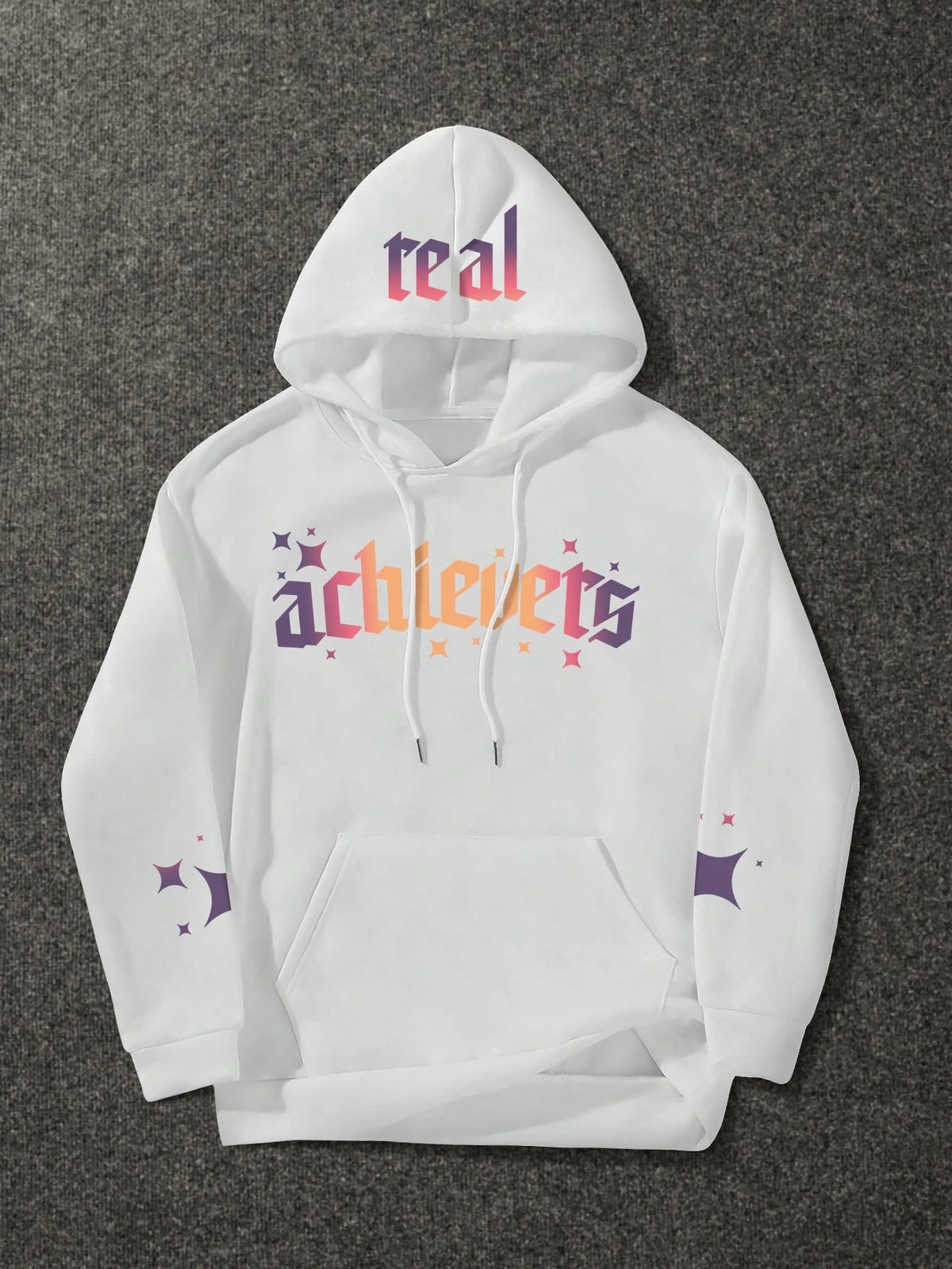White Ombre Star Drawstring Hoodie