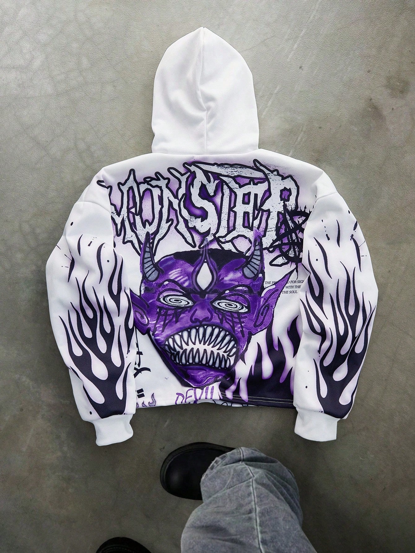 White Skull Flame Graphic Hoodie