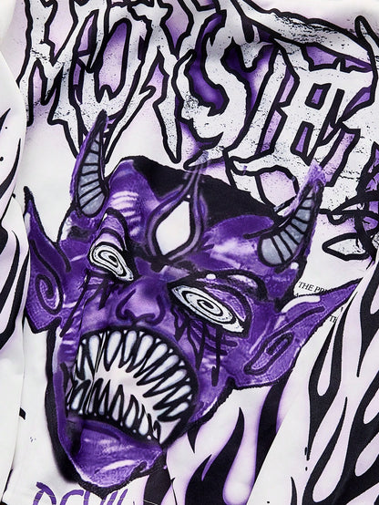White Skull Flame Graphic Hoodie