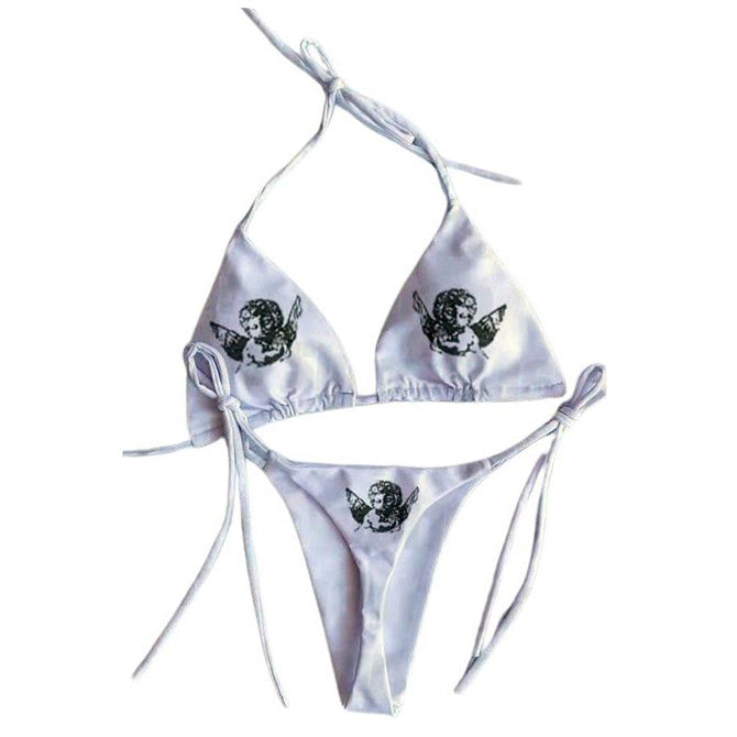 Cherub Print Cute Bikini Set