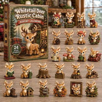 CHRISMAST KICKOFF 40% OFF - Whitetail Deer Rustic Cabin Advent Calendar 2026 - 24-Day Festive Countdown, Acrylic Charms Blind Box - Gift For Deer Lovers AC0HA168
