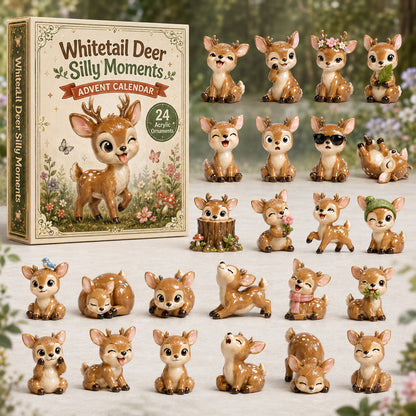 CHRISTMAS KICKOFF 40% OFF - Whitetail Deer Silly Moments Advent Calendar 2026 - 24-Day Festive Countdown, Acrylic Charms Blind Box - Gift For Deer Lovers AC0HA169