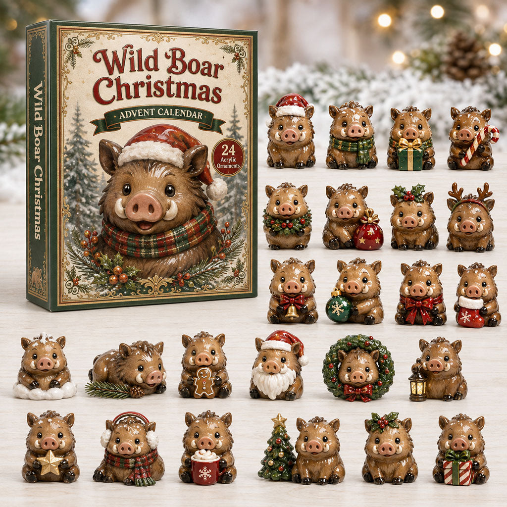CHRISMAST KICKOFF 40% OFF - Wild Boar Christmas Advent Calendar 2026 - 24-Day Festive Countdown, Acrylic Charms Blind Box - Gift For Wild Boar Lovers AC0HA177