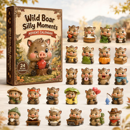 CHRISTMAS KICKOFF 40% OFF - Wild Boar Silly Moments Advent Calendar 2026 - 24-Day Festive Countdown, Acrylic Charms Blind Box - Gift For Wild Boar Lovers AC0HA179