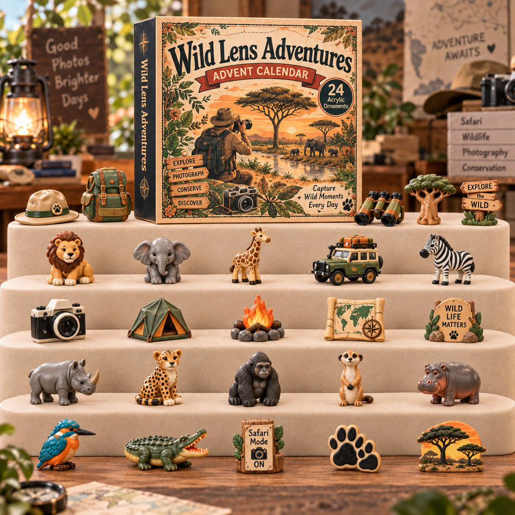 CHRISTMAS KICKOFF 40% OFF - Wild Lens Adventures Advent Calendar 2026 - 24-Day Festive Countdown, Acrylic Charms Blind Box - Gift For Wildlife Safari Lovers AC0TH302