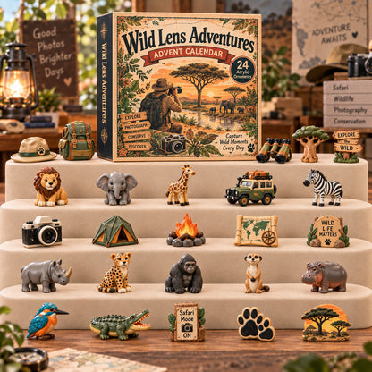 CHRISTMAS KICKOFF 40% OFF - Wild Lens Adventures Advent Calendar 2026 - 24-Day Festive Countdown, Acrylic Charms Blind Box - Gift For Wildlife Safari Lovers AC0TH302