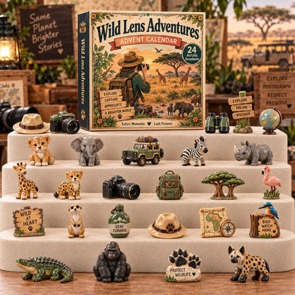CHRISTMAS KICKOFF 40% OFF - Wild Safari Explorers Advent Calendar 2026 - 24-Day Festive Countdown, Acrylic Charms Blind Box - Gift For Wildlife Safari Lovers AC0TH303