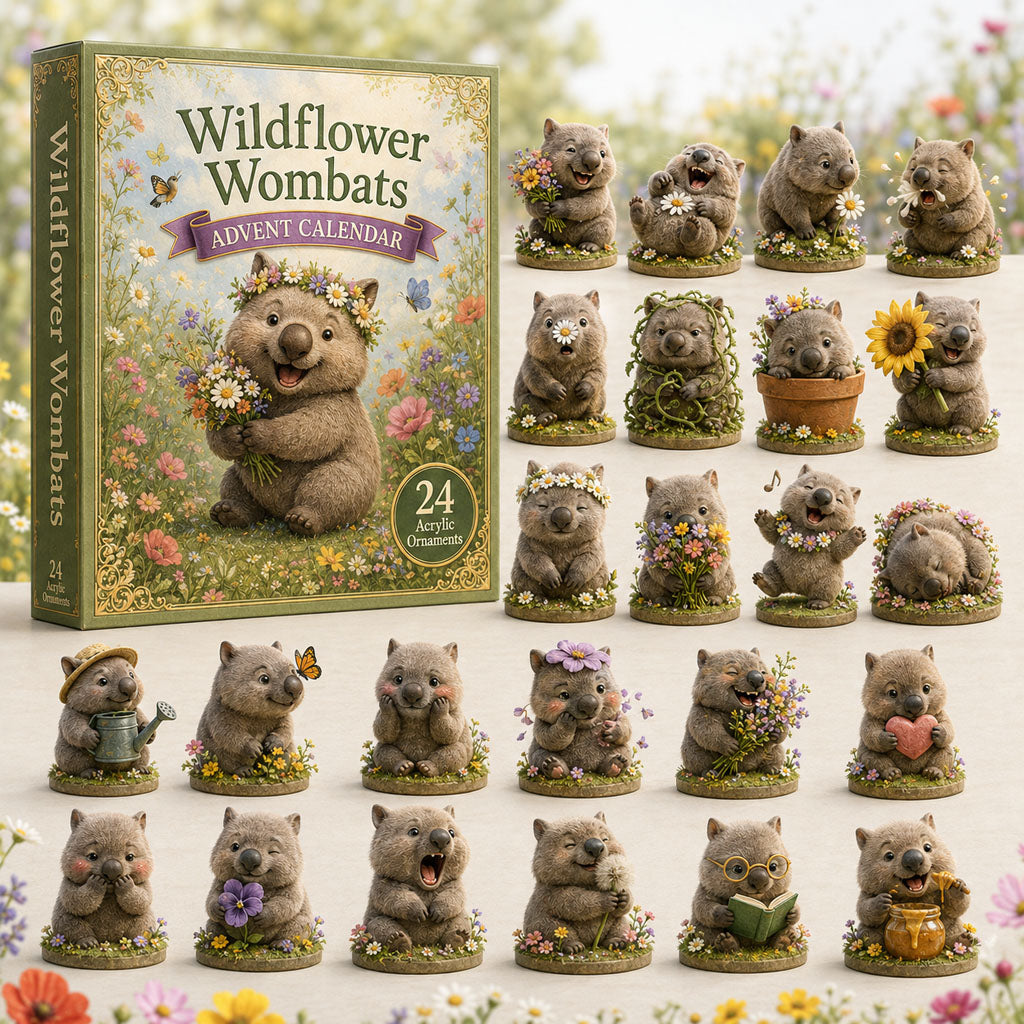 CHRISTMAS KICKOFF 40% OFF - Wildflower Wombats Advent Calendar 2026 - 24-Day Festive Countdown, Acrylic Charms Blind Box - Gift For Wombat Lovers AC0TH123
