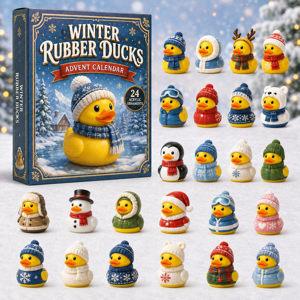 CHRISTMAS KICKOFF 40% OFF - Winter Rubber Ducks Advent Calendar 2026 - 24-Day Festive Countdown, Acrylic Charms Blind Box - Gift For Rubber Duck Lovers AC0TM281