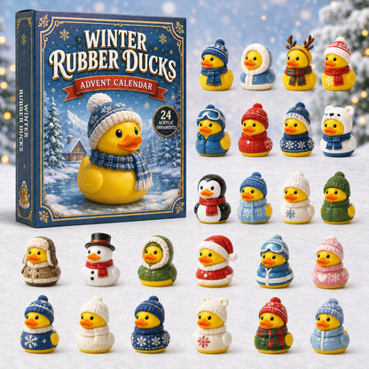 CHRISTMAS KICKOFF 40% OFF - Winter Rubber Ducks Advent Calendar 2026 - 24-Day Festive Countdown, Acrylic Charms Blind Box - Gift For Rubber Duck Lovers AC0TM281