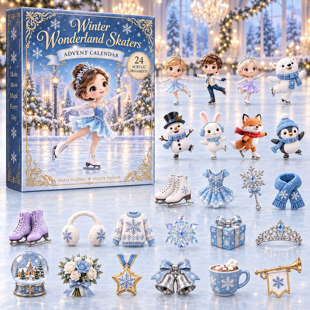 CHRISTMAS KICKOFF 40% OFF - Winter Wonderland Skaters Advent Calendar 2026 - 24-Day Festive Countdown, Acrylic Charms Blind Box - Gift For Figure Skater Lovers AC0NT335