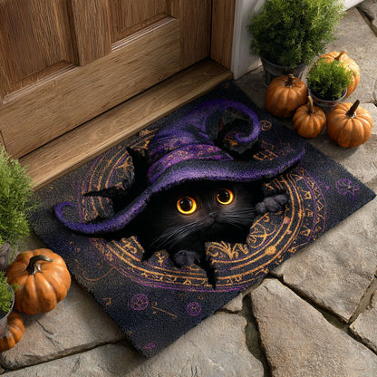 Witch Cat Magic Circle Halloween Gate Doormat