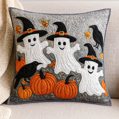 Witch Ghost Halloween Quilted Pillow Case