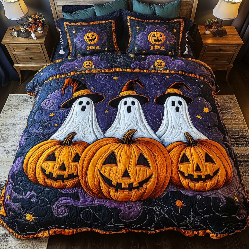 Witch Ghost Pumpkin Halloween Bedding Set