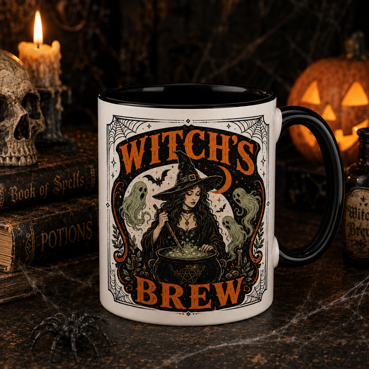 Witchy Brew Halloween Ceramic Mug Black Handle
