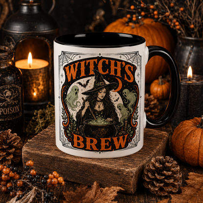 Witchy Brew Halloween Ceramic Mug Black Handle