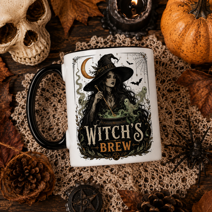 Witchy Brew Halloween Ceramic Mug Black Handle