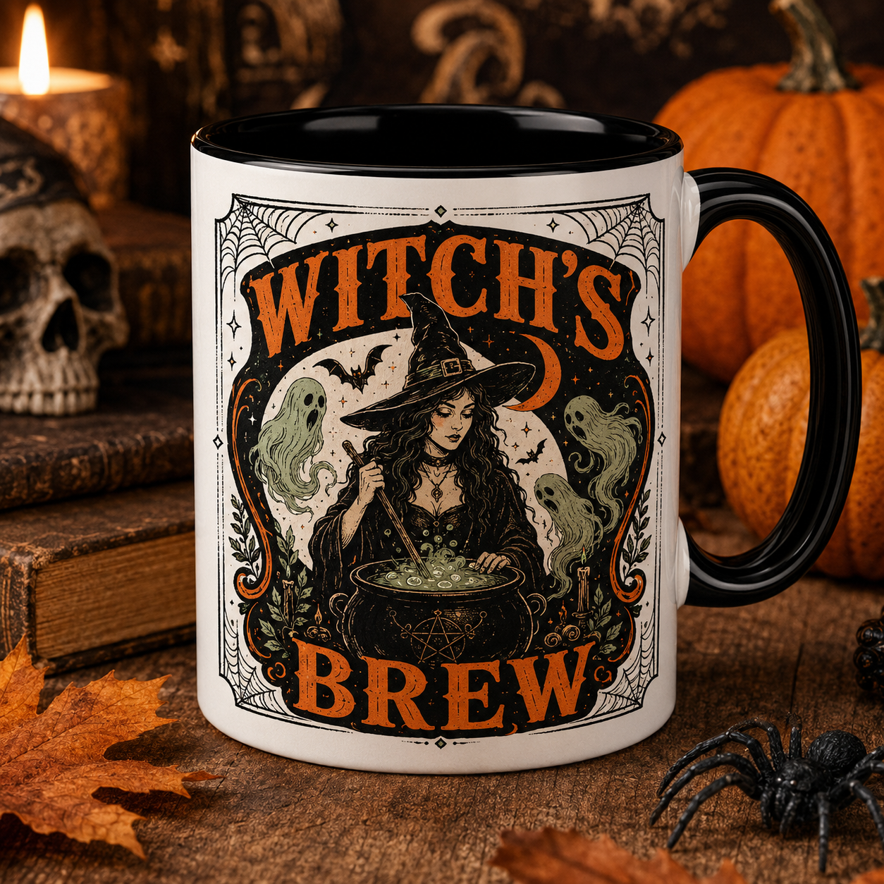Witchy Brew Halloween Ceramic Mug Black Handle