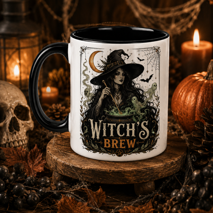 Witchy Brew Halloween Ceramic Mug Black Handle