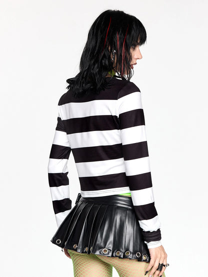 Women Beetlejuice Horror Movie Snake Striped Long Sleeve
