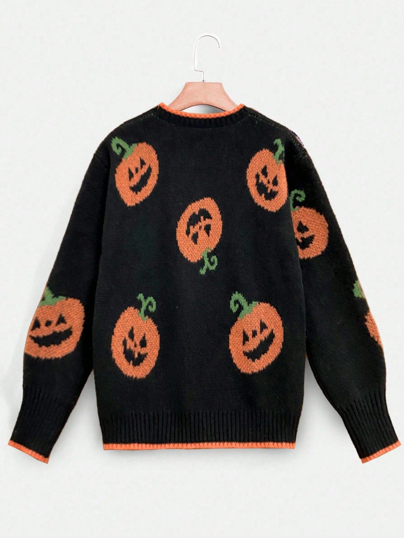 Women Funny Pumpkin Loose Pullover Sweater