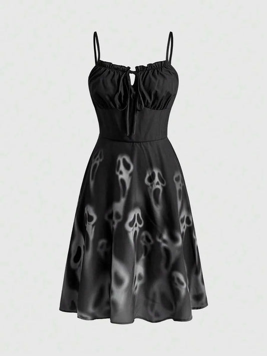 Women Goth Skull Gradient Mini Dress