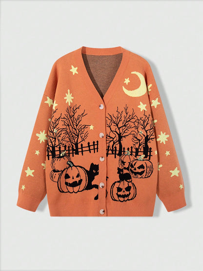 Women Gothic Halloween Knitted Cardigan