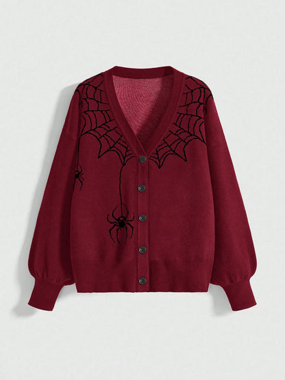 Women Gothic Spider Web Knit Cardigan