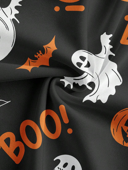 Women Halloween Pumpkin Ghost Spider Black Tank Top