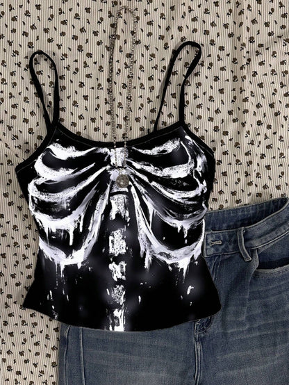 Women Vintage Skeleton Graphic Retro Gothic Tank Top