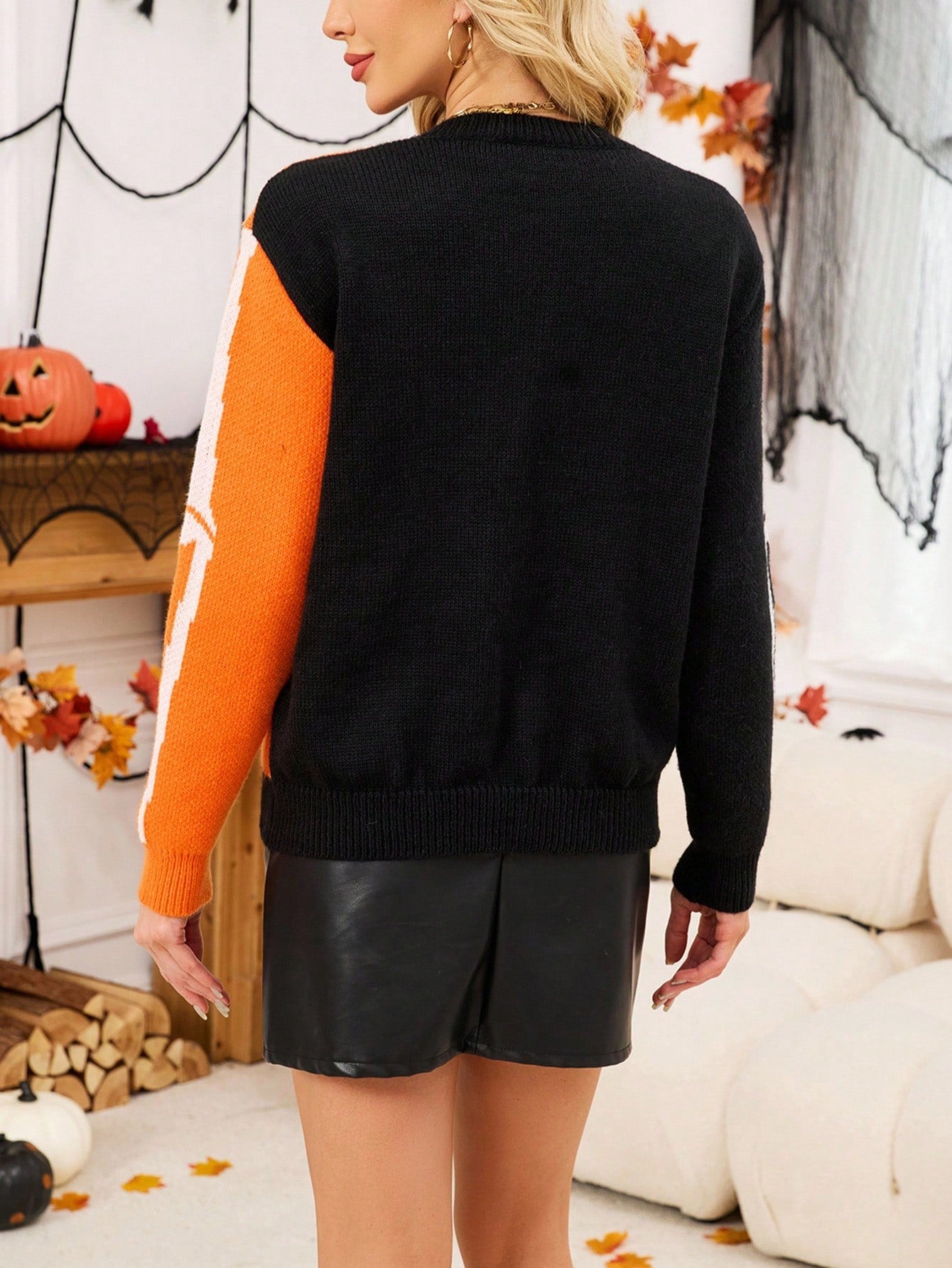 Women's Halloween Skull Print Sweater