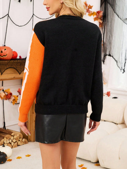 Women's Halloween Skull Print Sweater
