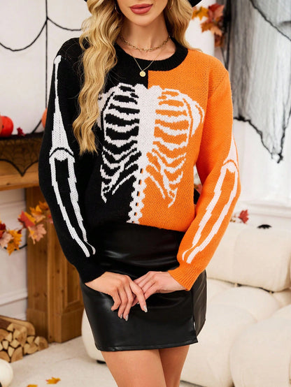Women's Halloween Skull Print Sweater