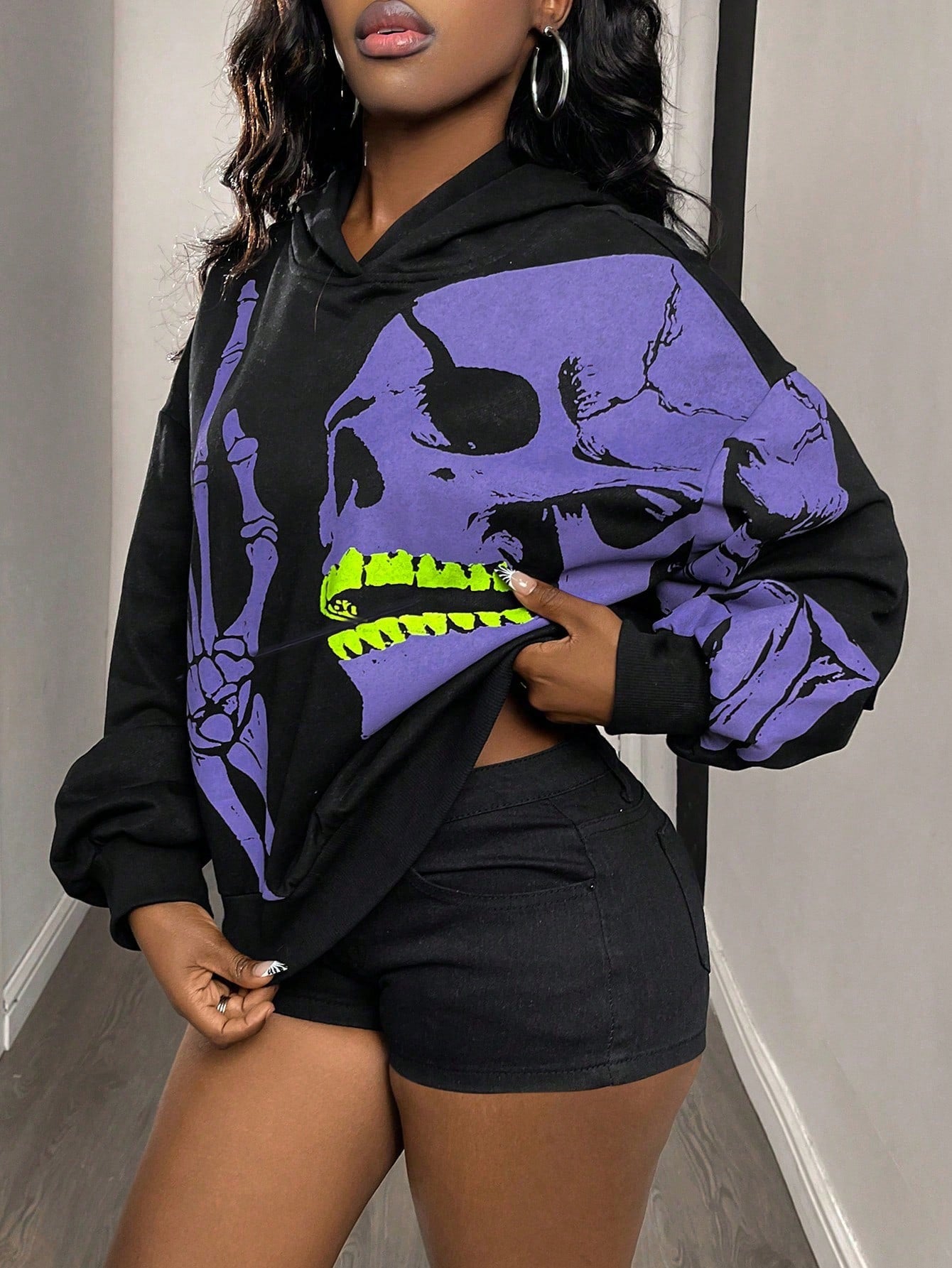 Women's Skull Unique Y2K Loose Hoodie
